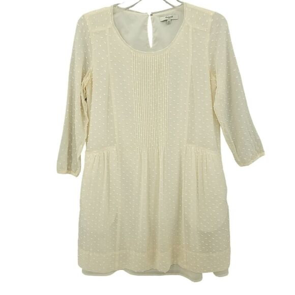 Madewell XS Silk Swiss Dot Cream Mini Dress - Picture 1 of 10
